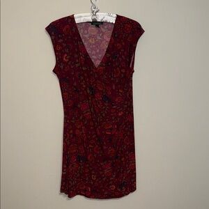 Ralph Lauren Burgundy Floral Ruched Dress - XL